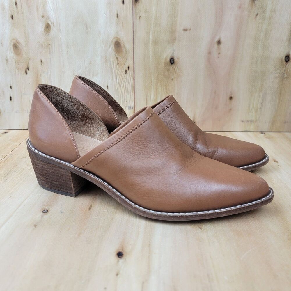 Madewell The Brady Lowcut Bootie Women's Size 9 Brown Leather Heel Slip On